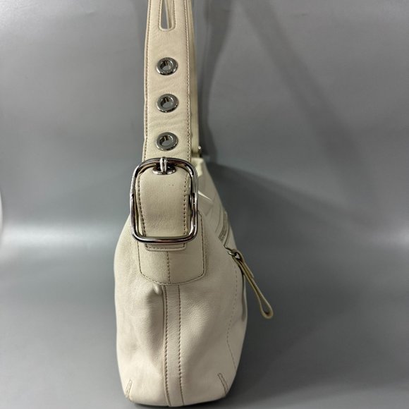 COACH # 1417 Off-White Leather Top Zip Shoulder Bag - Picture 4 of 13